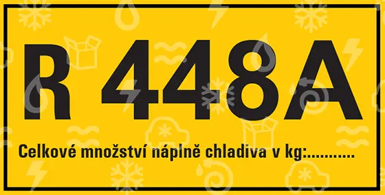 samolepa chladivo R 448A  /ŽLUTÁ/, 75x38 mm
